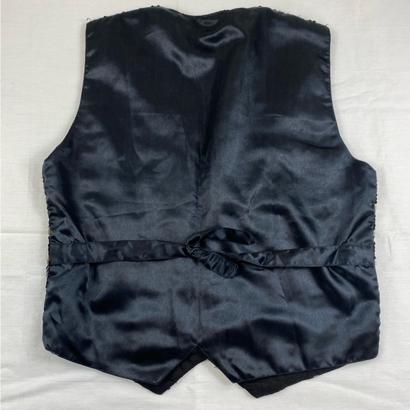 Vintage Women’s‎ Black Sequins Pearl and Gold Beads Windowpane Design Vest Sz M - Picture 9 of 10